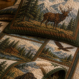 Vintage National Park Wildlife Quilted 3-Piece Bedding Set