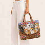 Cat Family Quilted Tote Bag