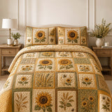 Sunflower Quilted 3-Piece Bedding Set