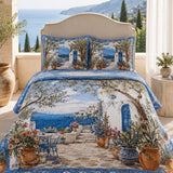 H.PAI Mediterranean Garden Quilted 3-Piece Bedding Set