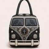 H.PAI Women's Quilted Duffle Bag - Gothic Raven Skull & Van Print Travel Bag