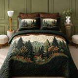 Dark Forest Retreat Quilted 3-Piece Bedding Set