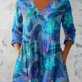 Long Blouse with V-Neck