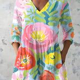 Long Blouse with V-Neck