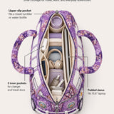 H.PAI Women's Quilted Duffle Bag - Retro Floral Camper Van Travel Overnight Bag