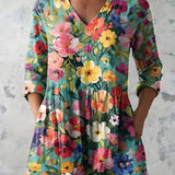 Long Blouse with V-Neck