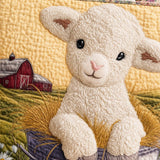 H.PAI Women's Quilted Tote Bag - Farm House Lamb & Daisy Patchwork Top-Handle Shoulder Bag