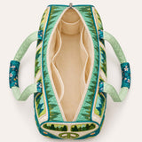 H.PAI Women's Retro 70s Hippie Van, Forest & Wildflower Quilted Duffle Bag
