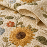 H.PAI Farmhouse Sunflower Floral Quilted Bedding Set