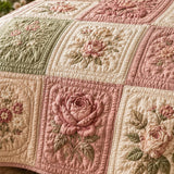 Vintage Rose Floral Quilted 3-Piece Bedding Set