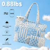Flower Quilted Cotton Tote Bag With Matching Pouch