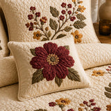 H.PAI Vintage Floral Quilted 3-Piece Bedding Set
