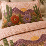 H.PAI Desert Cactus Floral Quilted 3-Piece Bedding Set
