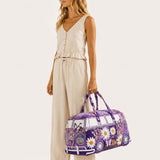 H.PAI Women's Quilted Duffle Bag - Retro Floral Camper Van Travel Overnight Bag