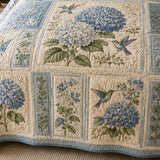 Blue Hydrangea Quilted 3-Piece Bedding Set