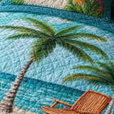 Tropical Palm Tree Quilted 3-Piece Bedding Set