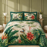 H.PAI Tropical Botanical Quilted 3-Piece Bedding Set