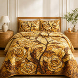 H.PAI Golden Rose Quilted 3-Piece Bedding Set