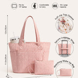 Pink Quilted Cotton Tote Bag With Matching Pouch