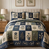 H.PAI Botanical Garden Quilted 3-Piece Bedding Set