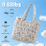 Flower Quilted Cotton Tote Bag With Matching Pouch