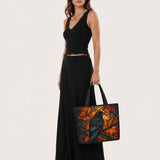 H.PAI Autumn Raven Forest Quilted Tote Bag