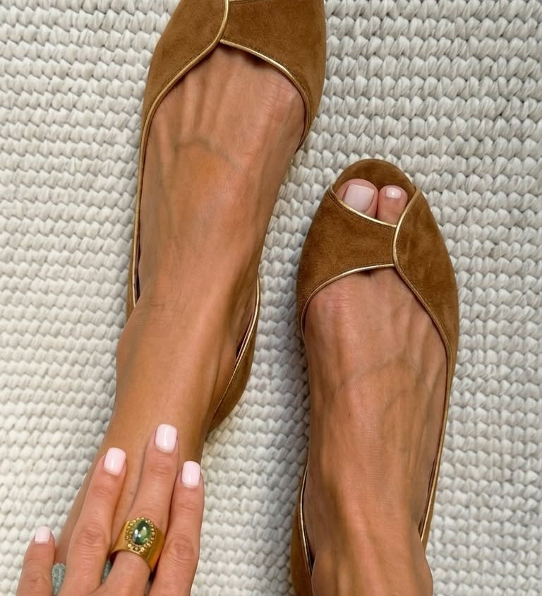 D'Orsay Suede Ballerina Flats