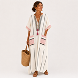 Ecru Striped Kaftan