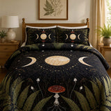 H.PAI Moonlit Mushroom Forest Quilted 3-Piece Bedding Set