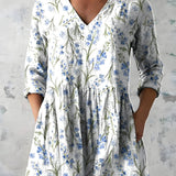 Long Blouse with V-Neck