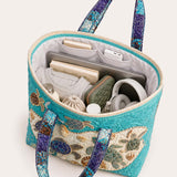 H.PAI Women's Quilted Tote Bag - Ocean Sea Turtle & Shell Coastal Travel Shoulder Bag