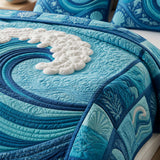 H.PAI Ocean Wave Quilted 3-Piece Bedding Set