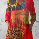Long Blouse with V-Neck