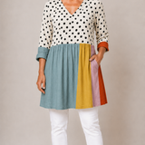 Long Blouse with V-Neck