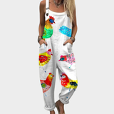 Comfortable printed dungarees