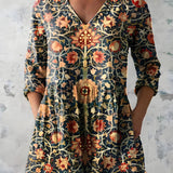 Long Blouse with V-Neck