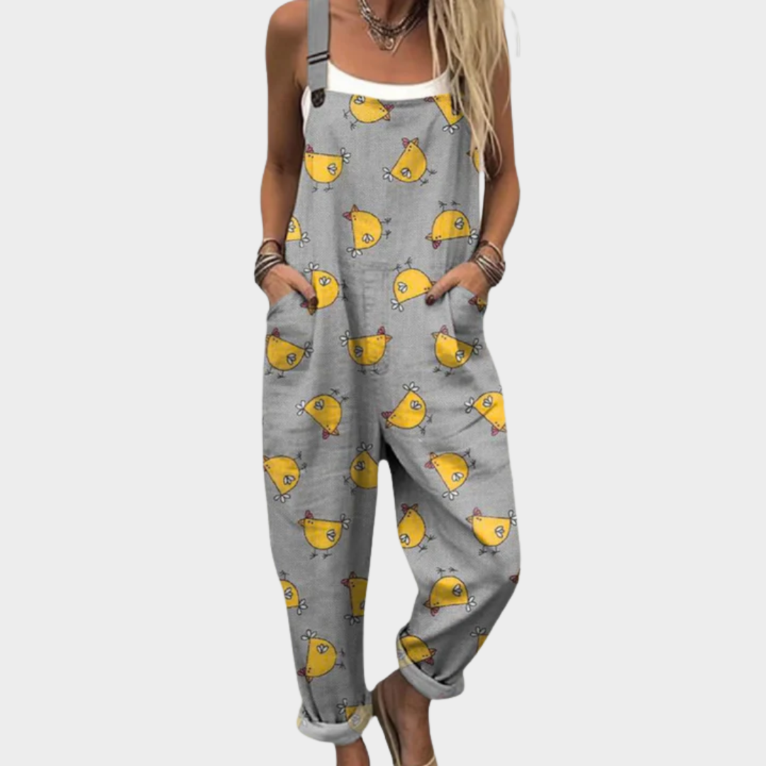 Comfortable printed dungarees