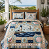 H.PAI Coastal Lighthouse Quilted 3-Piece Bedding Set