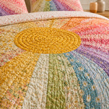 H.PAI Rainbow Sunburst Quilted 3-Piece Bedding Set