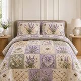 Lavender Bee Quilted 3-Piece Bedding Set
