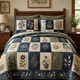 H.PAI Botanical Garden Quilted 3-Piece Bedding Set