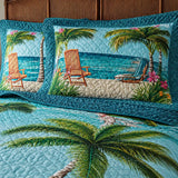 Tropical Palm Tree Quilted 3-Piece Bedding Set