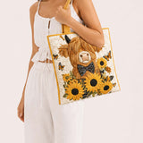 Butterfly Bow Highland Cow Quilted Tote Bag