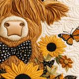 Butterfly Bow Highland Cow Quilted Tote Bag