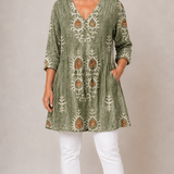Long Blouse with V-Neck