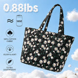 Daisy Quilted Cotton Tote Bag With Matching Pouch