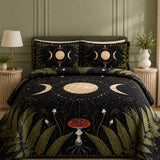H.PAI Moonlit Mushroom Forest Quilted 3-Piece Bedding Set