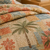 H.PAI Tropical Botanical Quilted 3-Piece Bedding Set