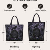 H.PAI Gothic Raven Cemetery Quilted Tote Bag
