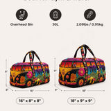 H.PAI Women's Quilted Duffle Bag - Retro 70s Hippie Van, Sunset Mountain & Mushroom Travel Overnight Bag